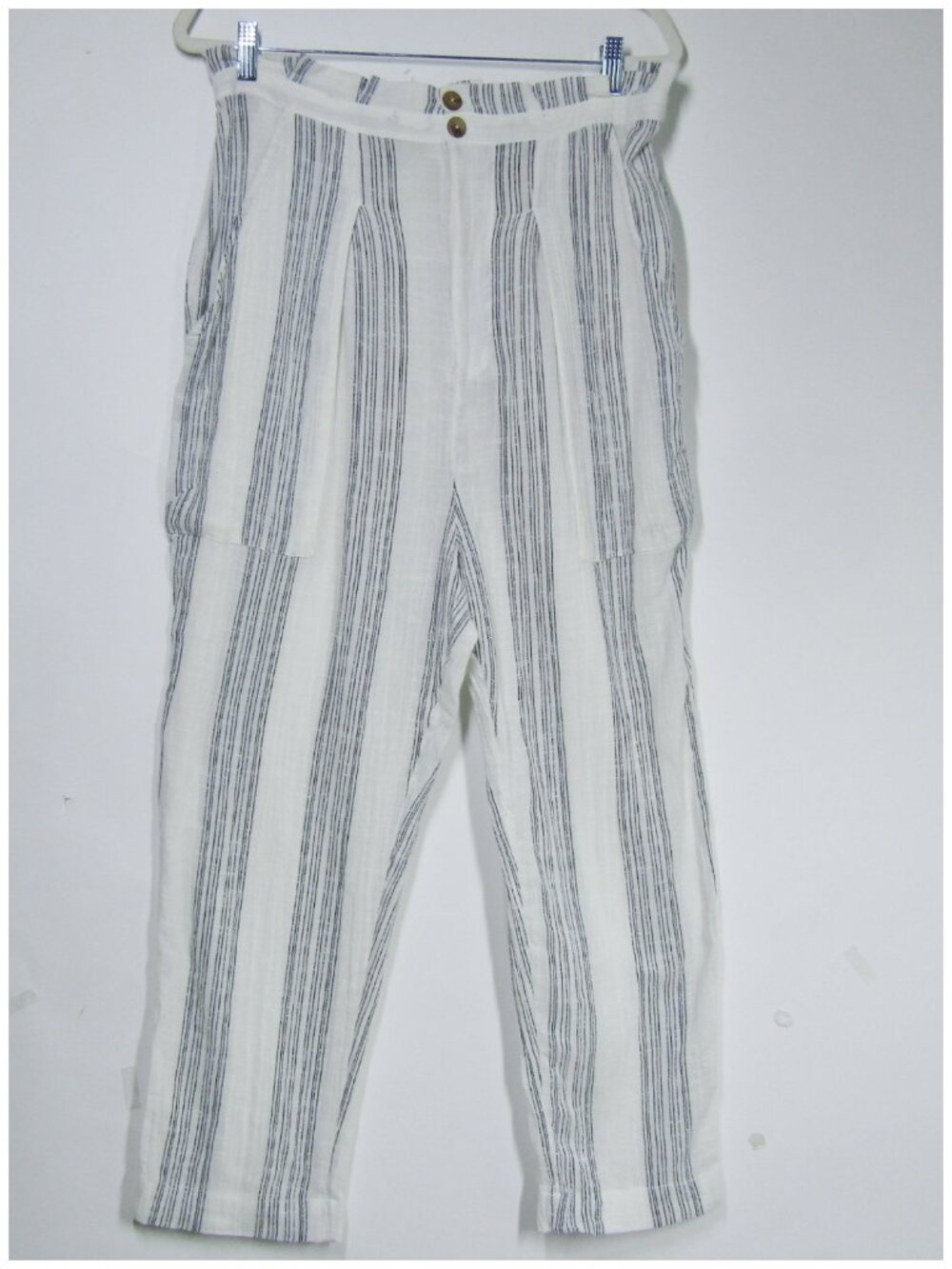 FREE PEOPLE NWT Striped Coastal Beachy High Waist Pleated Gauze Boho Pants L
